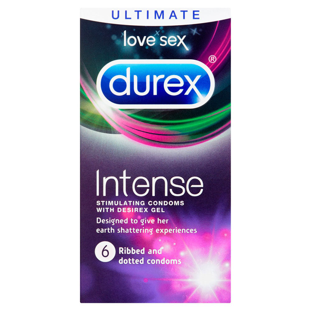 Durex Intense Ribbed And Dotted Condoms 6 Pack Condoms > Stimulating, Ribbed, Warming Latex, Male, NEWLY-IMPORTED, Ribbed, Stimulating, Warming - So Luxe Lingerie