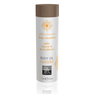 Shiatsu Luxury Body Oil Edible Apricot And Sea Buckthorn 75ml > Relaxation Zone > Flavoured Lubricants and Oils 75ml, Both, Flavoured Lubricants and Oils, NEWLY-IMPORTED - So Luxe Lingerie