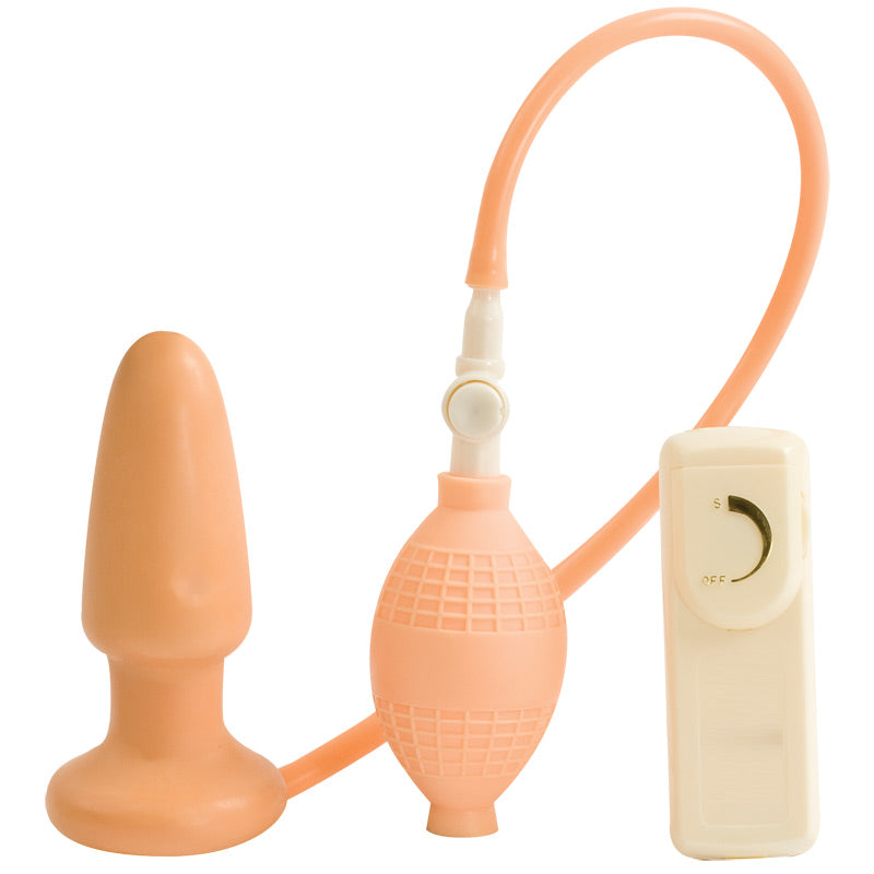 Inflatable Vibrating Flesh Butt Plug Anal Range > Vibrating Buttplug 14cm, Both, Latex, NEWLY-IMPORTED, Vibrating Buttplug - So Luxe Lingerie