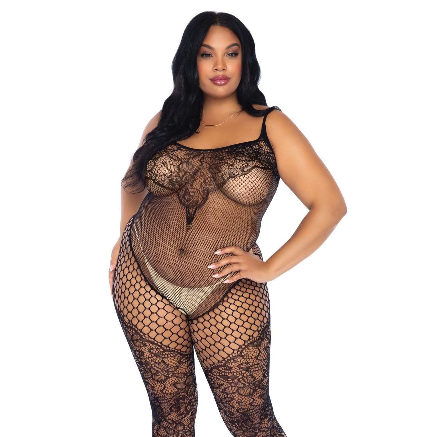 Leg Avenue Lace and Net Body Stocking UK 18 to 22 > Clothes > Plus Size Lingerie Female, Lace, NEWLY-IMPORTED, Plus Size Lingerie - So Luxe Lingerie