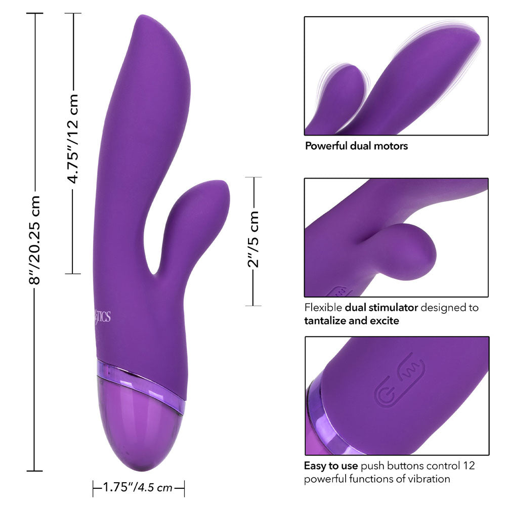 Aura Dual Lover Rechargeable Vibrator Sex Toys > Sex Toys For Ladies > Vibrators With Clit Stims 8 Inches, Female, NEWLY-IMPORTED, Silicone, Vibrators With Clit Stims - So Luxe Lingerie