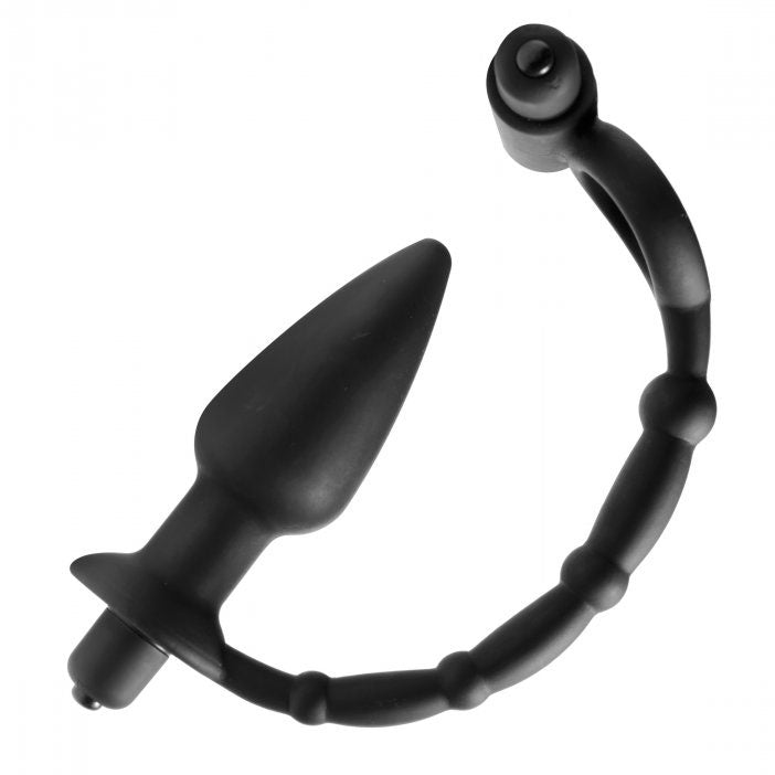 Viaticus Dual Cock Ring And Anal Plug Vibrator Anal Range > Vibrating Buttplug 5 Inches, Male, NEWLY-IMPORTED, Silicone, Vibrating Buttplug - So Luxe Lingerie