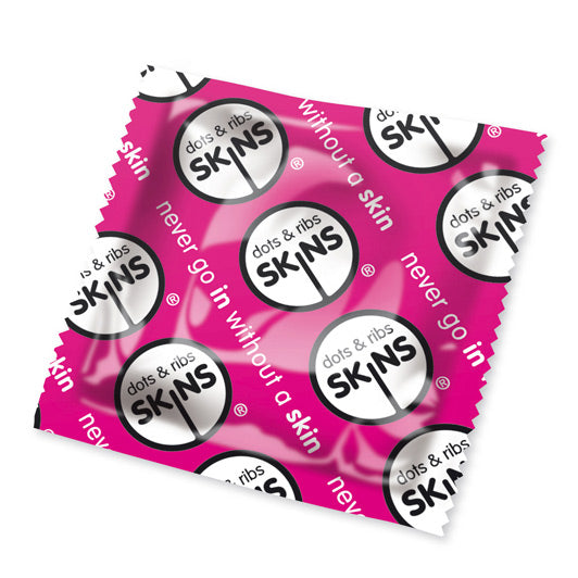 Skins Dots And Ribs Condoms x50 (Pink) Condoms > Stimulating, Ribbed, Warming NEWLY-IMPORTED, Ribbed, Stimulating, Warming - So Luxe Lingerie