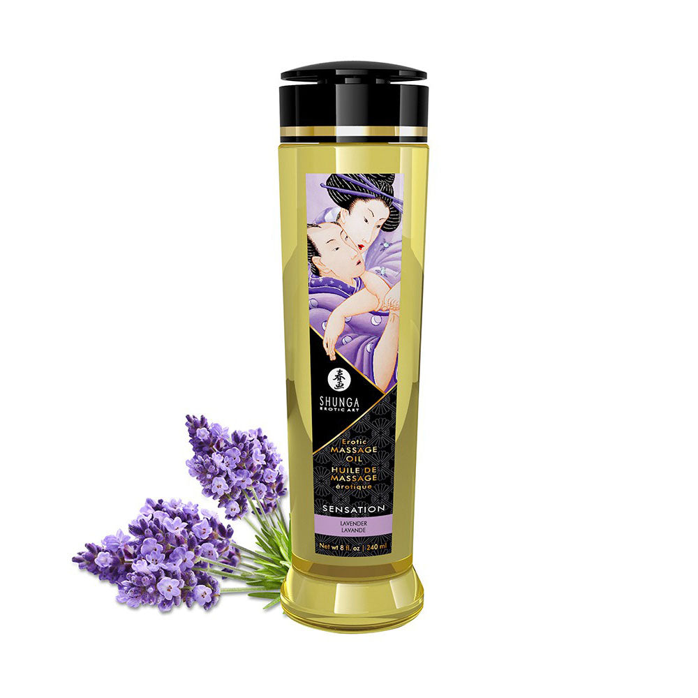 Shunga Massage Oil Sensation Lavender 240ml > Relaxation Zone > Bath and Massage Bath and Massage, Both, NEWLY-IMPORTED - So Luxe Lingerie
