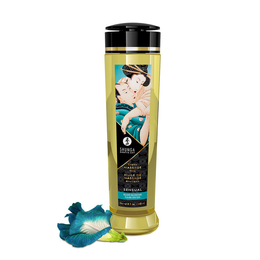 Shunga Massage Oil Sensual Island Blossoms 240ml > Relaxation Zone > Bath and Massage Bath and Massage, Both, NEWLY-IMPORTED - So Luxe Lingerie