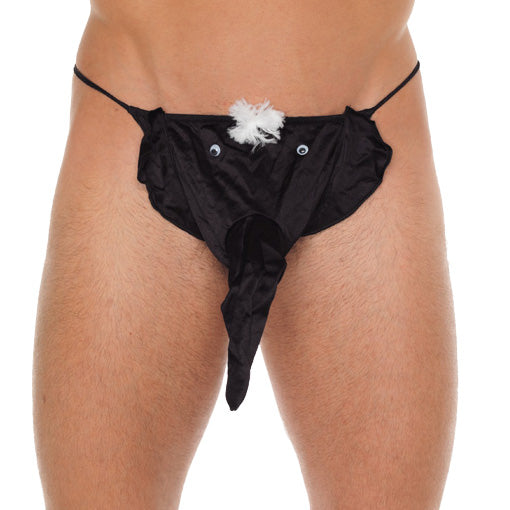 Mens Black GString With Elephant Animal Pouch Clothes > Sexy Briefs > Male Male, NEWLY-IMPORTED, Polyamide - So Luxe Lingerie
