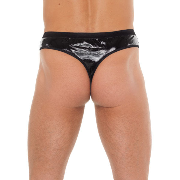 Mens Black GString With PVC Pouch Clothes > Sexy Briefs > Male Male, NEWLY-IMPORTED, Polyamide - So Luxe Lingerie