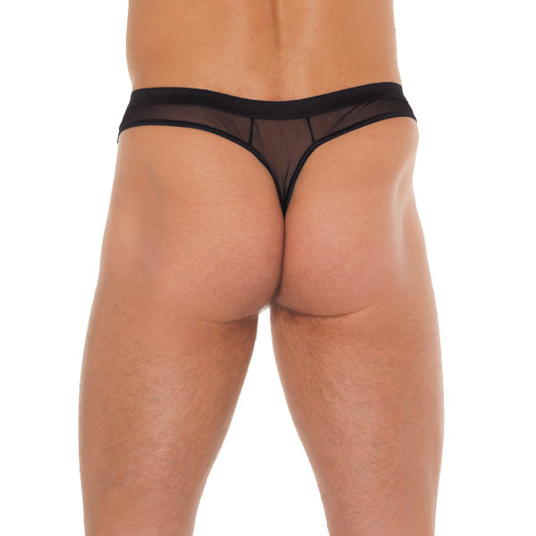 Mens Black GString With Penis Sleeve Clothes > Sexy Briefs > Male Male, NEWLY-IMPORTED, Polyamide - So Luxe Lingerie