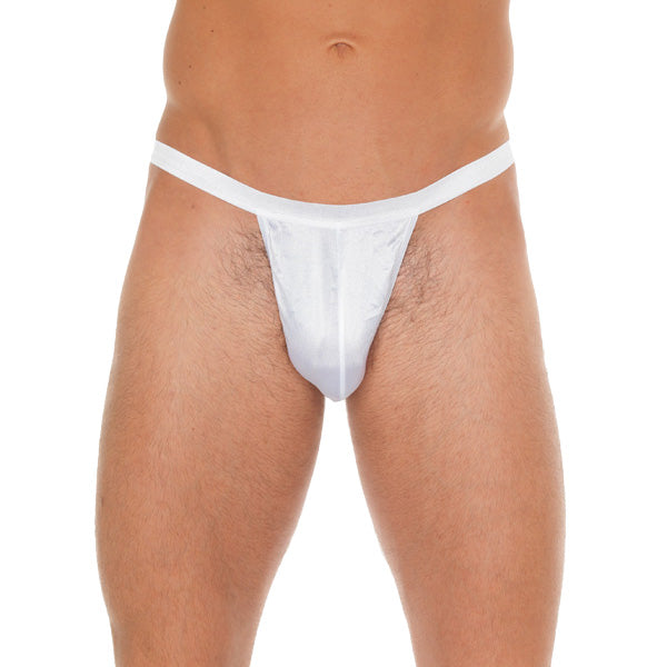 Mens White GString With Small White Pouch Clothes > Sexy Briefs > Male Male, NEWLY-IMPORTED, Polyamide - So Luxe Lingerie