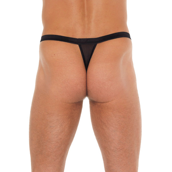 Mens Black GString With Black Straps To Animal Print Pouch Clothes > Sexy Briefs > Male Male, NEWLY-IMPORTED, Polyamide - So Luxe Lingerie