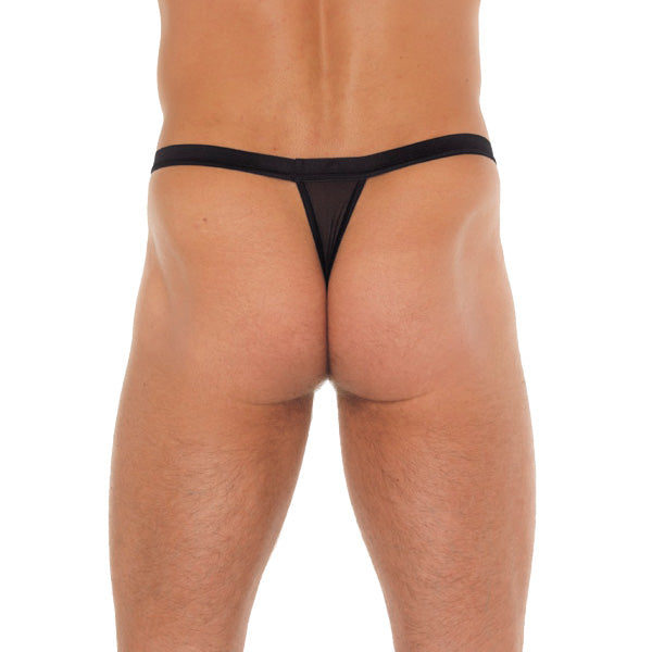 Mens Black GString With White Pouch Clothes > Sexy Briefs > Male Male, NEWLY-IMPORTED, Polyamide - So Luxe Lingerie