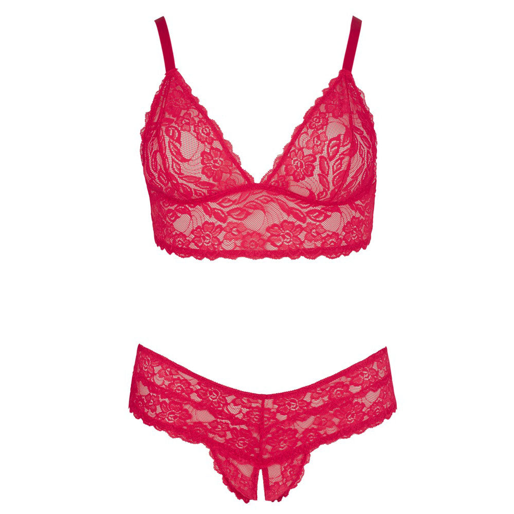 Cottelli Plus Size Red Lace Bra And Briefs > Clothes > Plus Size Lingerie Female, NEWLY-IMPORTED, Plus Size Lingerie, Polyamide - So Luxe Lingerie