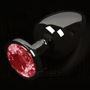 Dolce Piccante Graphite Style Small Anal Plug With Red Gem > Anal Range > Butt Plugs 6, Both, Butt Plugs, Metal, NEWLY-IMPORTED - So Luxe Lingerie