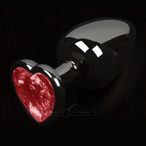 Dolce Piccante Graphite Style Small Anal Plug Red Heart Gem > Anal Range > Butt Plugs 3 Inches, Both, Butt Plugs, Metal, NEWLY-IMPORTED - So Luxe Lingerie