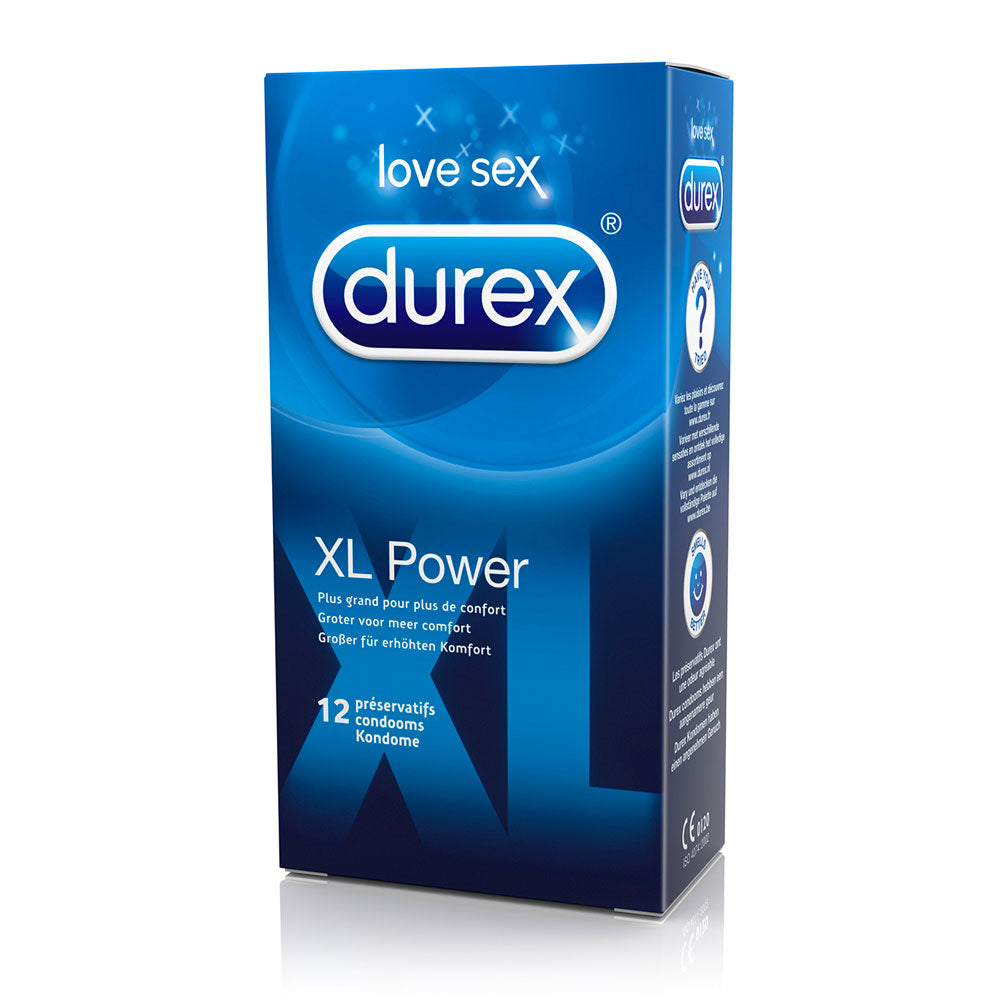 Durex XL Power Condoms 12 Pack Condoms > Large and X-Large Large and X-Large, Latex, Male, NEWLY-IMPORTED - So Luxe Lingerie