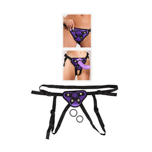 Purple And Black Universal Harness Sex Toys > Realistic Dildos and Vibes > Strap On Harnesses Female, NEWLY-IMPORTED, Polyester, Strap On Harnesses - So Luxe Lingerie