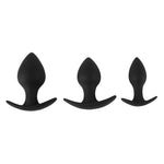 Load image into Gallery viewer, Black Velvet Silicone Three Piece Anal Training Set &gt; Anal Range &gt; Butt Plugs 3, 3.5 and 3.75 inches, Both, Butt Plugs, NEWLY-IMPORTED, Silicone - So Luxe Lingerie
