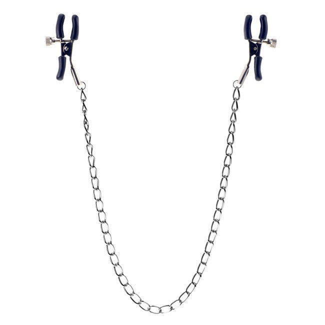 Squeeze And Please Nipple Clamps With Chain Bondage Gear > Nipple Clamps Metal, NEWLY-IMPORTED, Nipple Clamps - So Luxe Lingerie