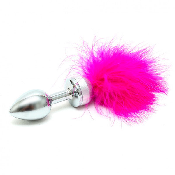 Small Butt Plug With Pink Feathers Anal Range > Tail Butt Plugs Both, NEWLY-IMPORTED, Tail Butt Plugs - So Luxe Lingerie