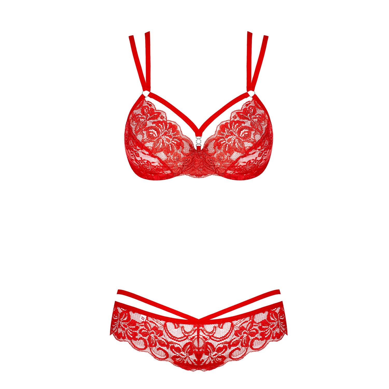 Red Lace Bra And GString > Clothes > Bra Sets Bra Sets, Female, NEWLY-IMPORTED, Polyamide - So Luxe Lingerie