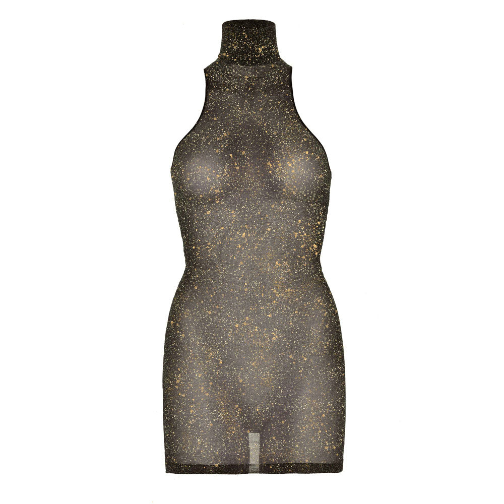 Leg Avenue Lurex Spandex Mini Dress Gold UK 8 to 14 Clothes > Dresses and Chemises Dresses and Chemises, Female, NEWLY-IMPORTED, Nylon - So Luxe Lingerie