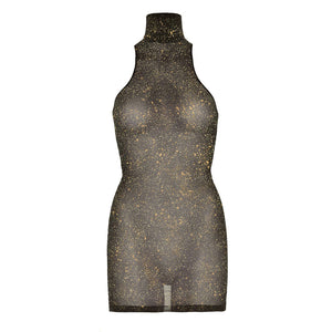 Leg Avenue Lurex Spandex Mini Dress Gold UK 8 to 14 Clothes > Dresses and Chemises Dresses and Chemises, Female, NEWLY-IMPORTED, Nylon - So Luxe Lingerie
