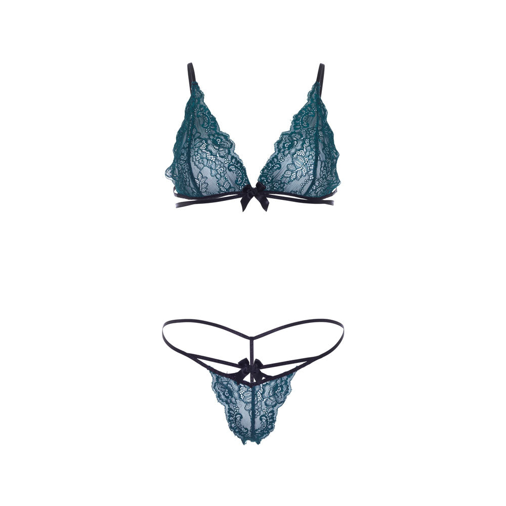 Leg Avenue Teal Lace Bralette And Matching String Panty Clothes > Bra Sets Bra Sets, Female, NEWLY-IMPORTED, Polyamide - So Luxe Lingerie