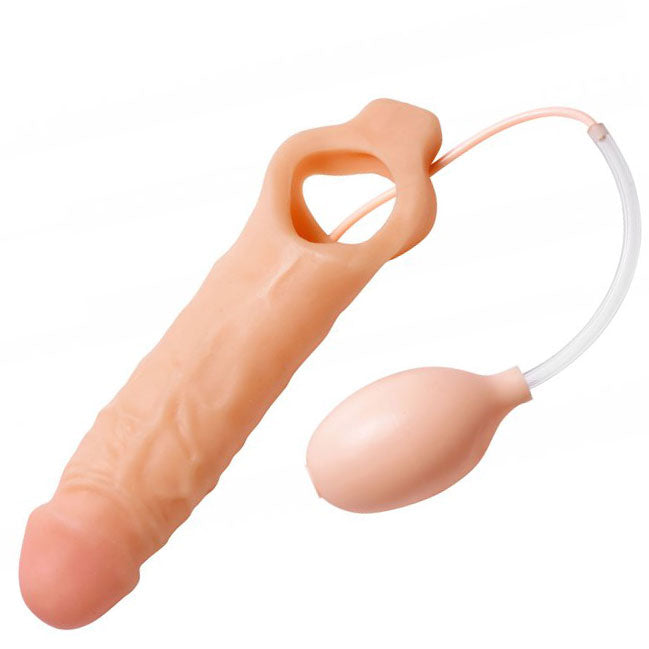Size Matters Realistic Ejaculating Penis Sheath Sex Toys > Sex Toys For Men > Penis Extenders 9.5 Inches, Male, NEWLY-IMPORTED, Penis Extenders, Rubber - So Luxe Lingerie
