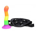 Load image into Gallery viewer, Proud Rainbow Silicone Dildo with Harness &gt; Realistic Dildos and Vibes &gt; Strap on Dildo 7.2 inch, Both, NEWLY-IMPORTED, Silicone, Strap on Dildo - So Luxe Lingerie
