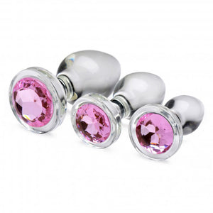 Pink Gem Glass Anal Plug Set > Anal Range > Butt Plugs Both, Butt Plugs, Glass, NEWLY-IMPORTED, See description - So Luxe Lingerie