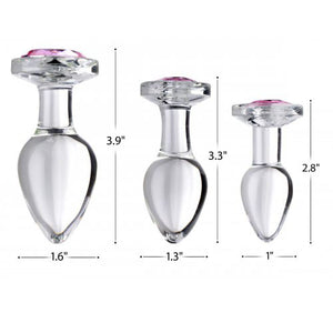 Pink Gem Glass Anal Plug Set > Anal Range > Butt Plugs Both, Butt Plugs, Glass, NEWLY-IMPORTED, See description - So Luxe Lingerie
