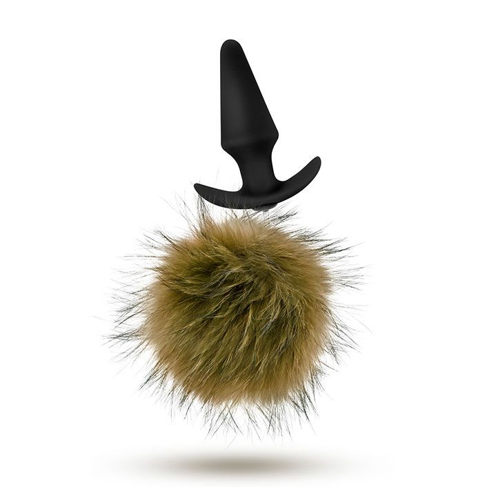 Pom Plugs Brown Fur Pom Pom Butt Plug > Anal Range > Tail Butt Plugs 4 Inches, Both, NEWLY-IMPORTED, Silicone, Tail Butt Plugs - So Luxe Lingerie