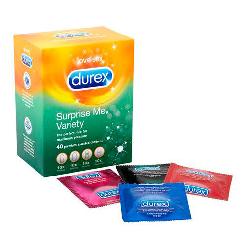 Durex Surprise Me Variety Pack Of 40 Condoms Condoms > Ultra Thin Latex, NEWLY-IMPORTED, Ultra Thin - So Luxe Lingerie