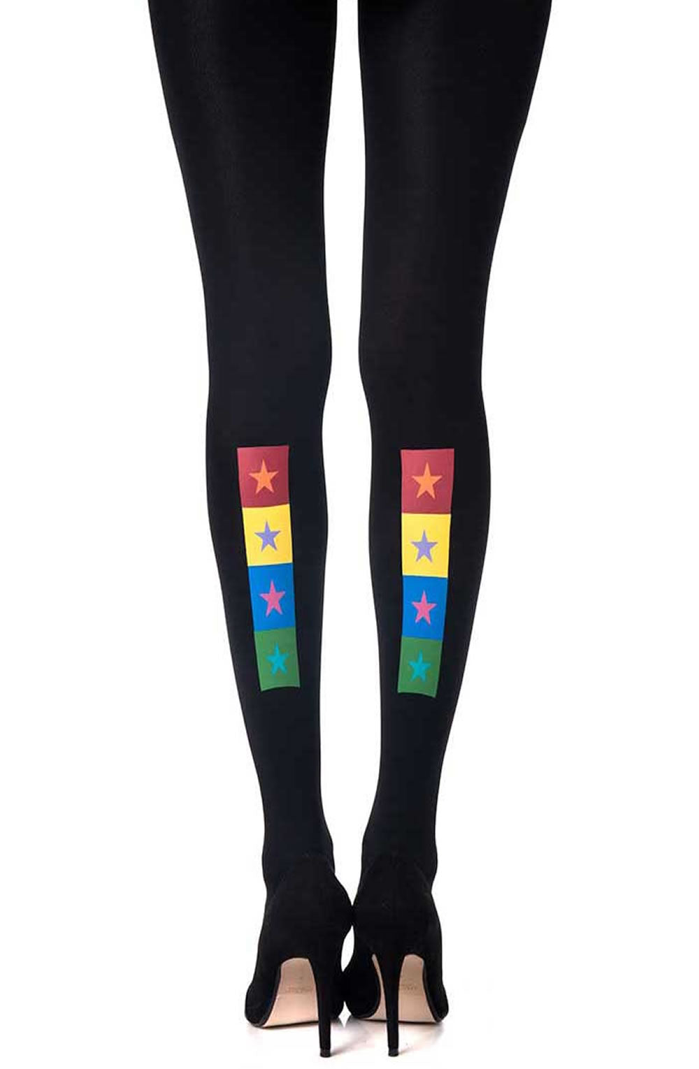 Zohara “United Colors” Black Print Tights  Hosiery, NEWLY-IMPORTED, Tights, Zohara - So Luxe Lingerie