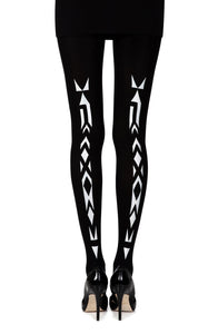 Zohara “Traibel” Black Print Tights  Hosiery, NEWLY-IMPORTED, Tights, Zohara - So Luxe Lingerie