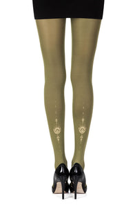Zohara “Jewel In The Night” Green Print Tights  Hosiery, NEWLY-IMPORTED, Tights, Zohara - So Luxe Lingerie