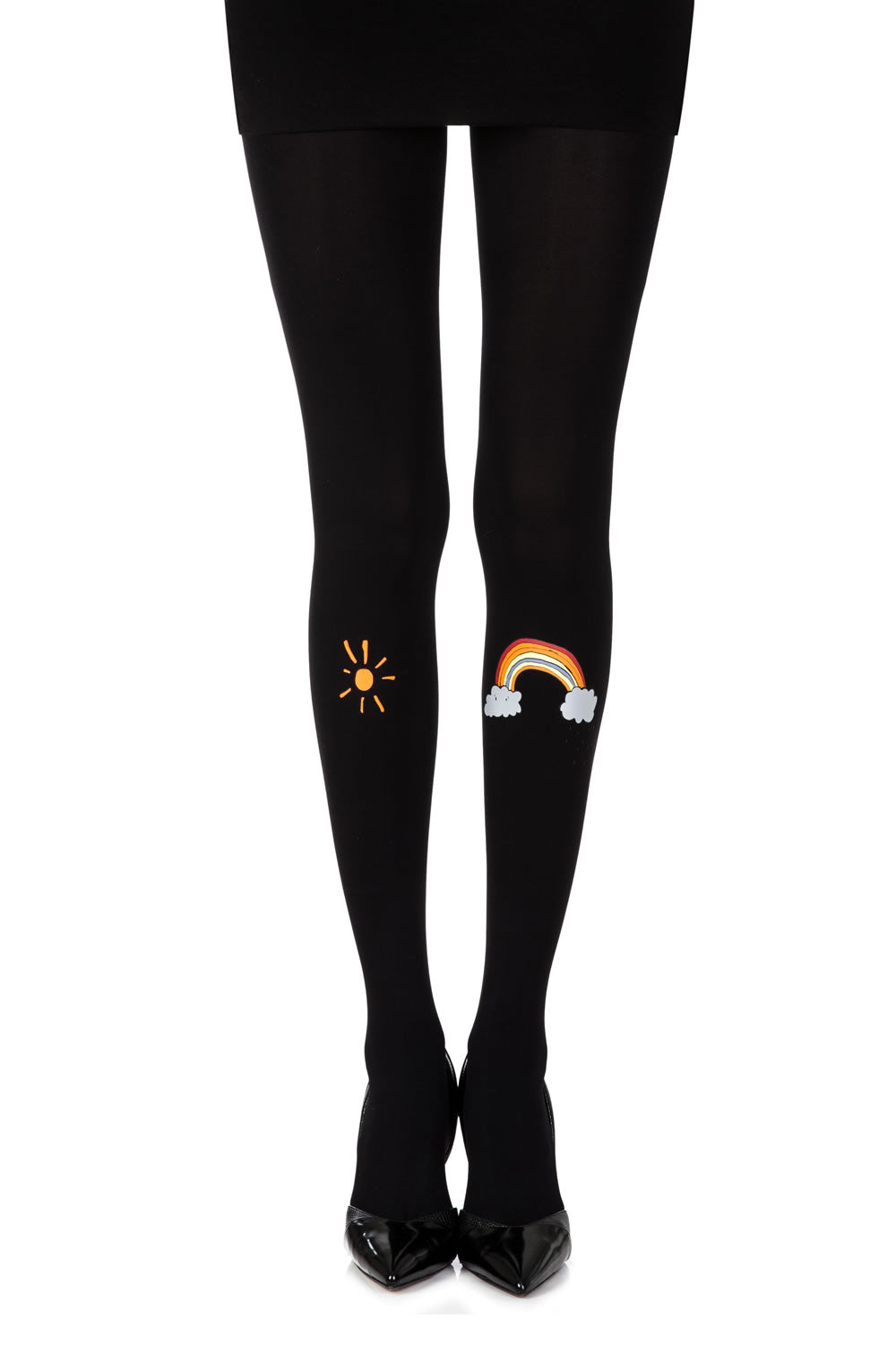 Zohara “Over The Rainbow” Black Print Tights  Hosiery, NEWLY-IMPORTED, Tights, Zohara - So Luxe Lingerie