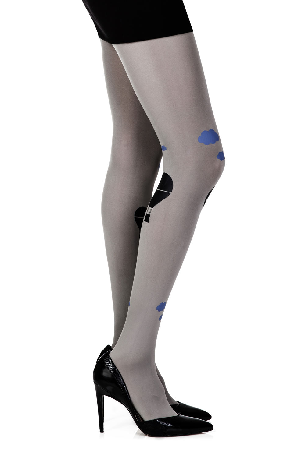 Zohara “Hot Air Balloon” Grey Print Tights  Hosiery, NEWLY-IMPORTED, Tights, Zohara - So Luxe Lingerie