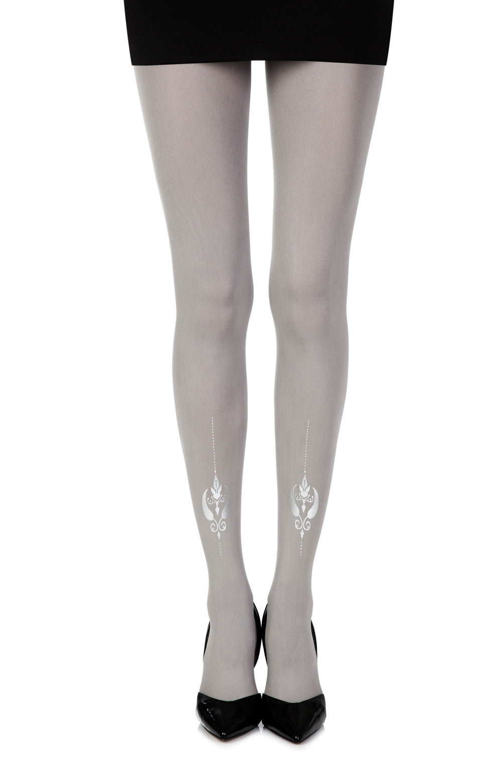 Zohara “Silver Line” Grey Print Tights  Hosiery, NEWLY-IMPORTED, Tights, Zohara - So Luxe Lingerie