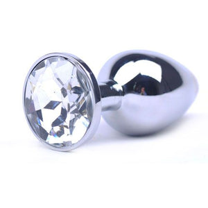 Large Metal Anal Plug With Clear Crystal > Anal Range > Butt Plugs 4 Inches, Both, Butt Plugs, Metal, NEWLY-IMPORTED - So Luxe Lingerie