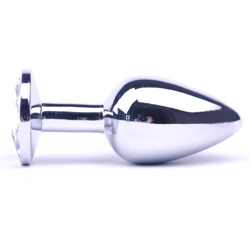 Large Metal Anal Plug With Clear Crystal > Anal Range > Butt Plugs 4 Inches, Both, Butt Plugs, Metal, NEWLY-IMPORTED - So Luxe Lingerie