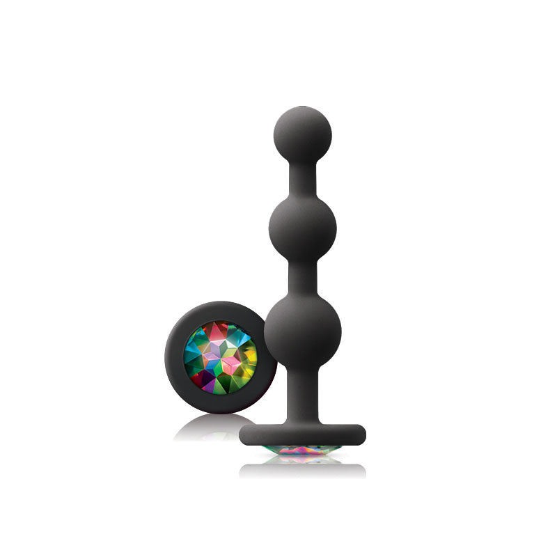 Glams Black Ripple Anal Plug Rainbow Gem > Anal Range > Anal Beads 4.5 Inches, Anal Beads, Both, NEWLY-IMPORTED, Silicone - So Luxe Lingerie