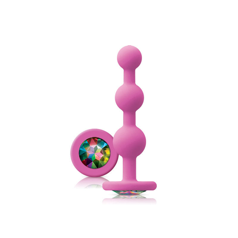 Glams Pink Ripple Anal Plug Rainbow Gem > Anal Range > Anal Beads 4.5 Inches, Anal Beads, Both, NEWLY-IMPORTED, Silicone - So Luxe Lingerie