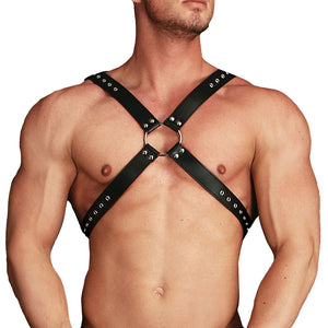 Ouch Adonis High Halter Harness Bondage Gear > Restraints Leather, Male, NEWLY-IMPORTED, Restraints - So Luxe Lingerie