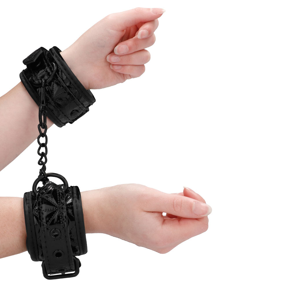 Ouch Luxury Black Hand Cuffs Bondage Gear > Handcuffs Both, Faux Leather, Handcuffs, NEWLY-IMPORTED - So Luxe Lingerie