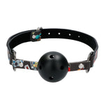 Load image into Gallery viewer, Ouch Breathable Ball Gag With Printed Leather Straps &gt; Bondage Gear &gt; Gags and Bits Both, Gags and Bits, Leather, NEWLY-IMPORTED - So Luxe Lingerie

