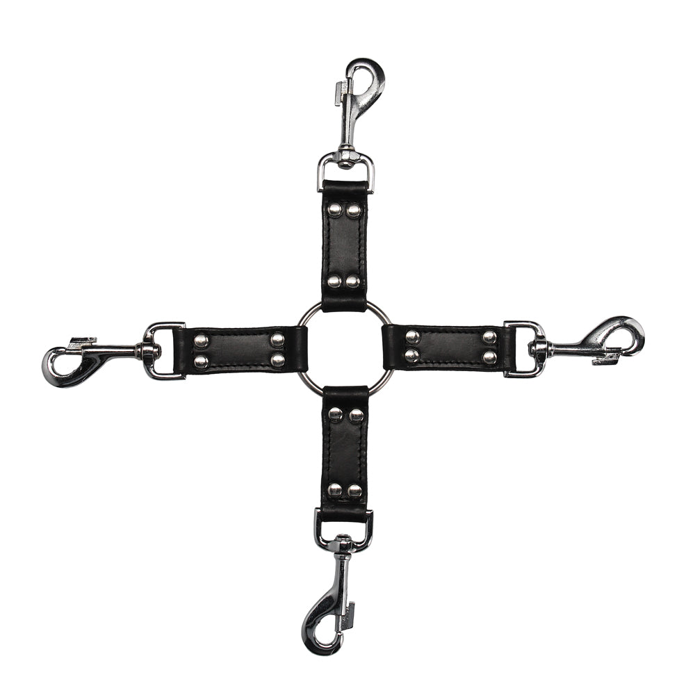 4Way Black Leather Hogtie Cross Bondage Gear > Restraints Both, Leather, NEWLY-IMPORTED, Restraints - So Luxe Lingerie
