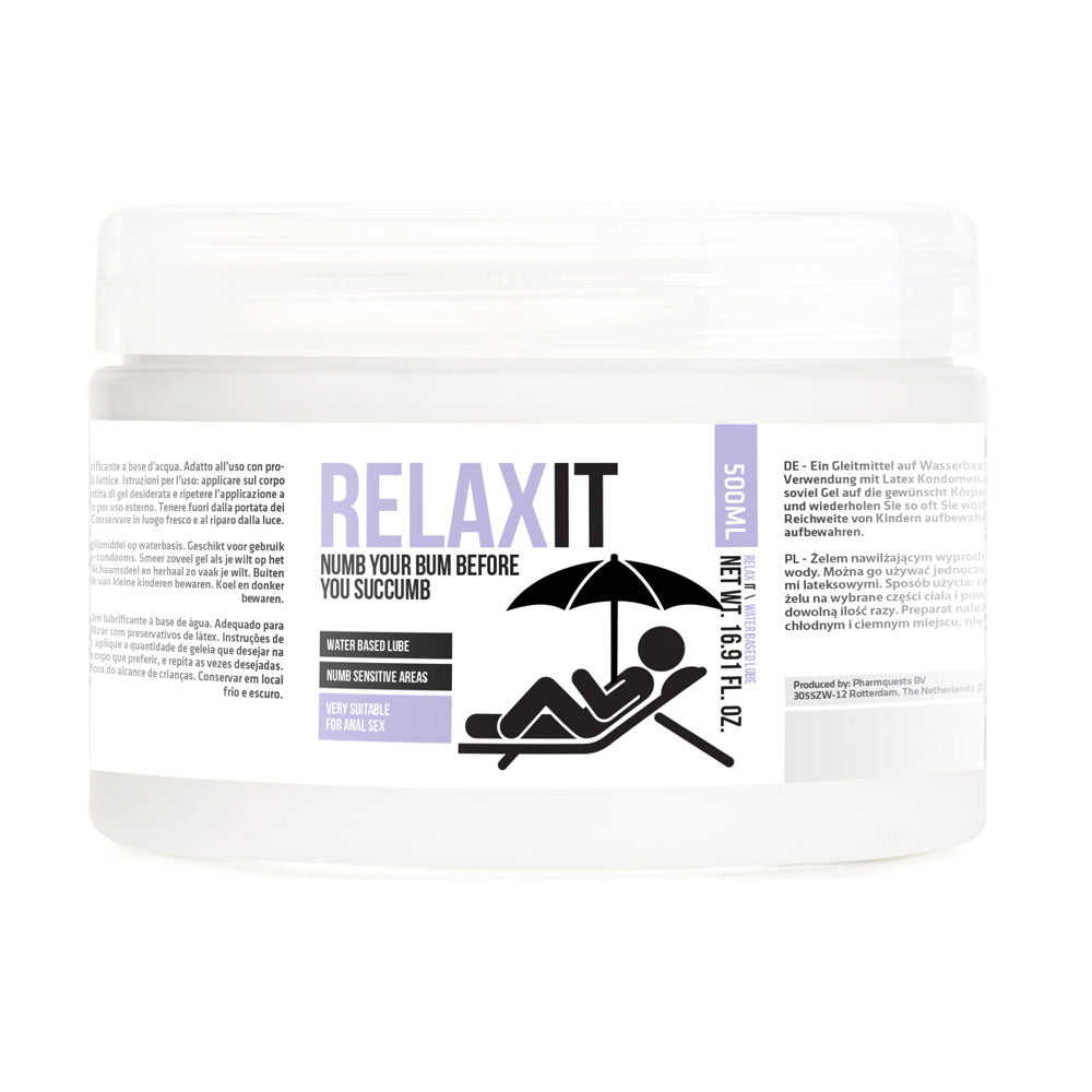 Relax It Numb Your Bum Before You Succumb Lubricant 500 ml Relaxation Zone > Anal Lubricants Anal Lubricants, Both, NEWLY-IMPORTED - So Luxe Lingerie