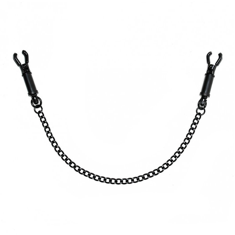 Black Metal Adjustable Nipple Clamps With Chain > Bondage Gear > Nipple Clamps 19 Inches, Both, Metal, NEWLY-IMPORTED, Nipple Clamps - So Luxe Lingerie