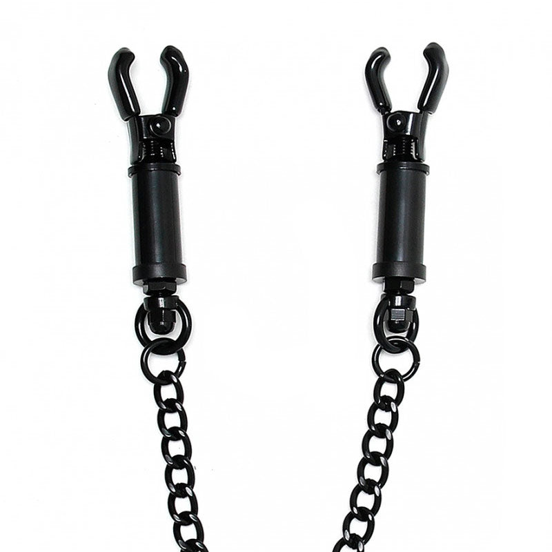 Black Metal Adjustable Nipple Clamps With Chain > Bondage Gear > Nipple Clamps 19 Inches, Both, Metal, NEWLY-IMPORTED, Nipple Clamps - So Luxe Lingerie